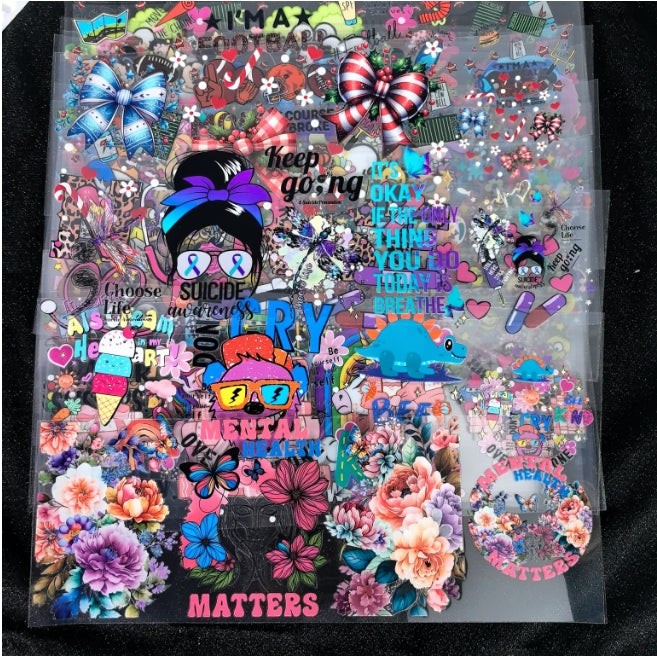 Wholesale 16oz Steel Cup UV DTF Stickers Random 10pcs/20pcs/50pcs Wraps for DIY Craftlaser wraps