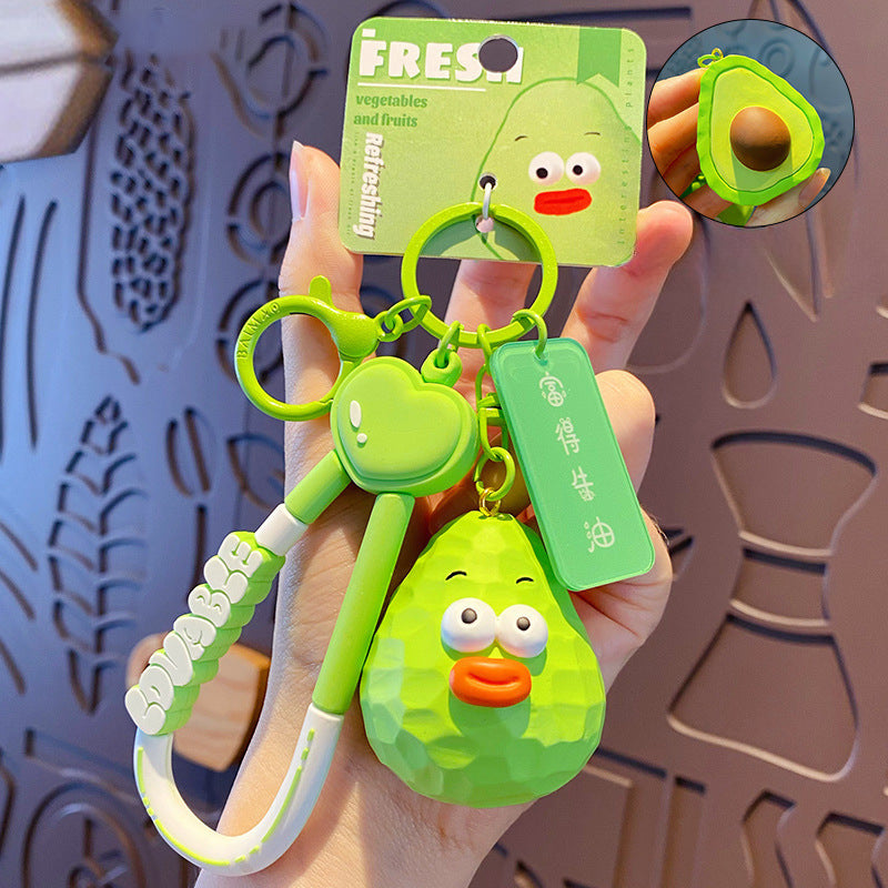 Wholesale Wood Carving Wind Vegetable and Fruit Series Cute Resin Keychain