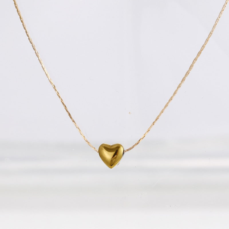 Wholesale Love Heart Gold Cold Style Temperament Niche Design Sense Female Simple Necklaces