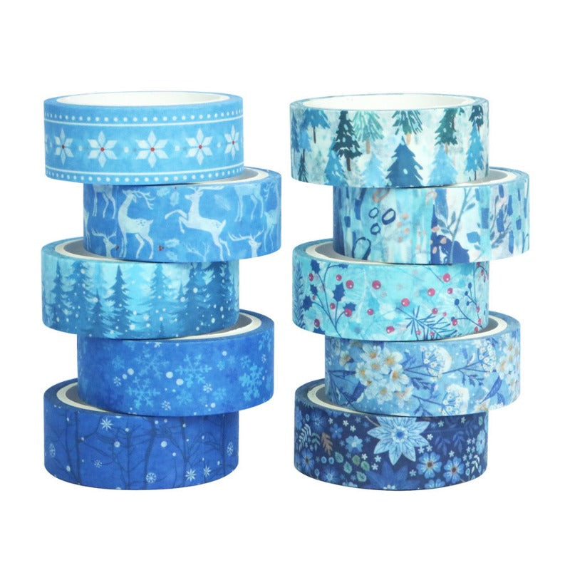 Wholesale Winter Edition and Paper Tape DIY Cold Tone Handheld Decoration Sticker Set