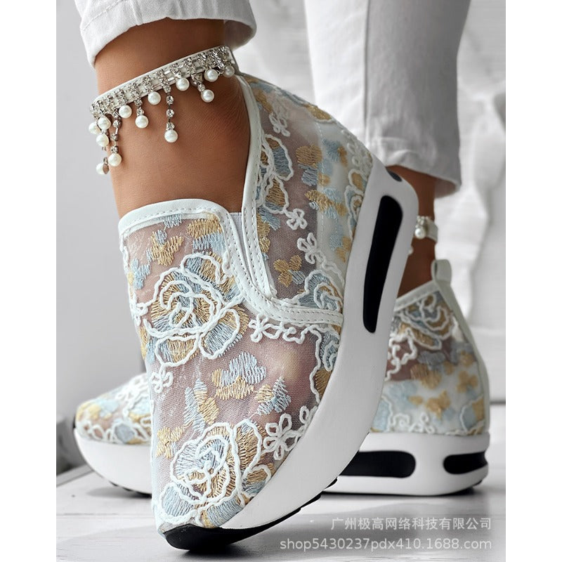 Wholesale Women's New Fashion All-match Colorful Rose Sneakers