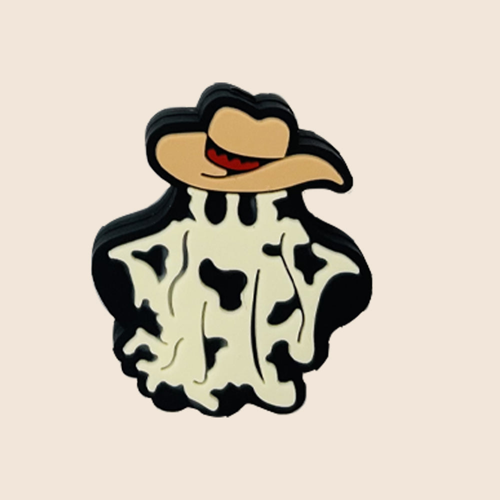 Wholesale 10pcs Cartoon Halloween Ghost Checkerboard Flower DIY Bead Pen Silicone Beads