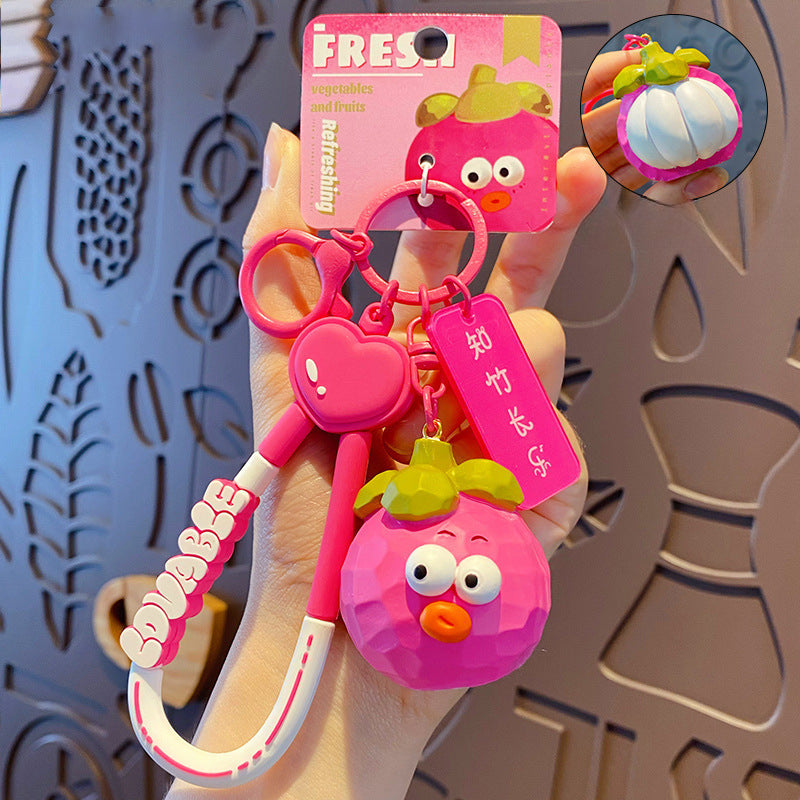Wholesale Wood Carving Wind Vegetable and Fruit Series Cute Resin Keychain