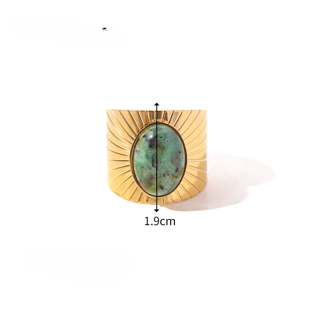 Wholesale Stainless Steel Gold-plated Irregular Gemstone Open Ring