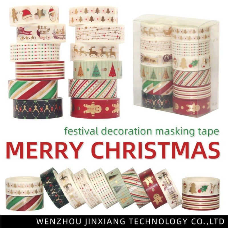 Wholesale Christmas and Paper Tape Set Gold Plated DIY Decorative Tape