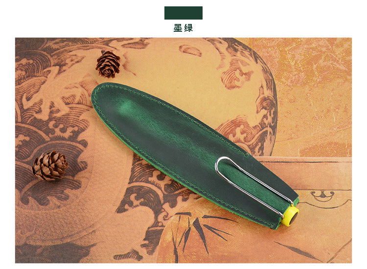 Wholesale Header Cowhide Single Support Steel Pen Leather Case