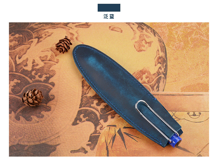 Wholesale Header Cowhide Single Support Steel Pen Leather Case