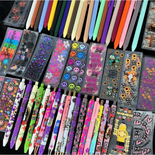 Wholesale Random Stickers 20/50/100pcs UV DTF Wraps & Cartoon Random Styles Pen Stickers for Crafts
