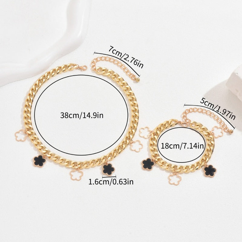 Wholesale Fashion Bracelet Necklace Set Personalized Plum Blossom Inlaid Acrylic Design Clavicle Chain