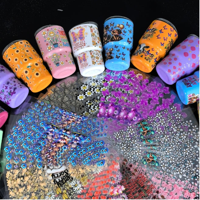 Wholesale 3oz mini stainless  cup UV DTF stickers Random 20pcs/50pcs Wraps For DIY Craft