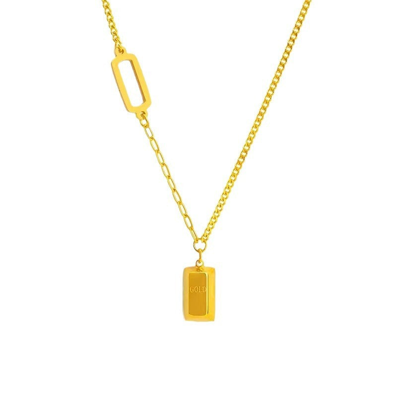 Wholesale Chinese Style Blessing Character To Attract Wealth and Fortune 18K Gold Plated Anti-allergic Titanium Steel Non-fading Necklaces