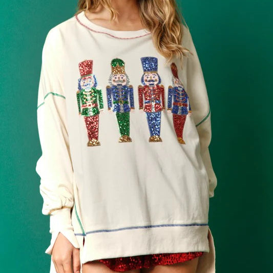 Wholesale Christmas Polyester Sequin Thickened Long Sleeved Hoodies