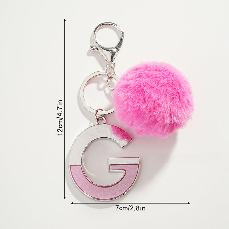Wholesale Pink Ball Letter Metal Keychain