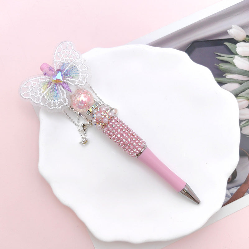 Wholesale Beaded Pen Pearl Rhinestone Bow Lace Pen Handmade Boutique Beaded Pen