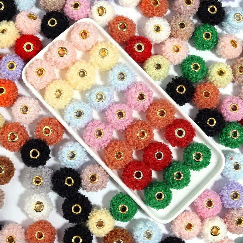 Wholesale 10pcs Colorful Fuzzy Spacer Beads