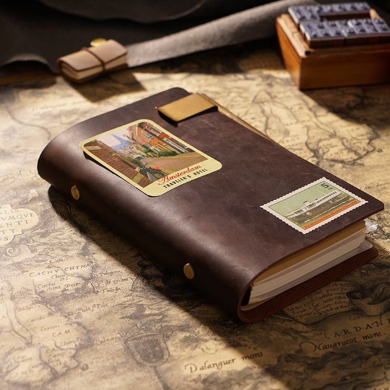 Wholesale Real Leather Vintage Loose Leaf Office Business Handmade Notebook