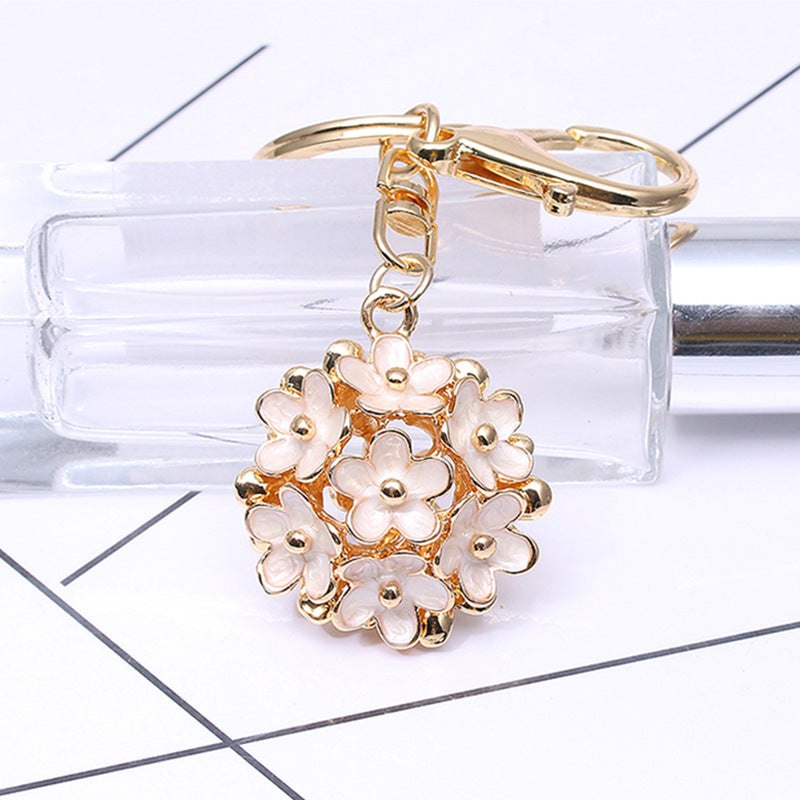Wholesale Small Daisy Flower Ball Metal Keychain