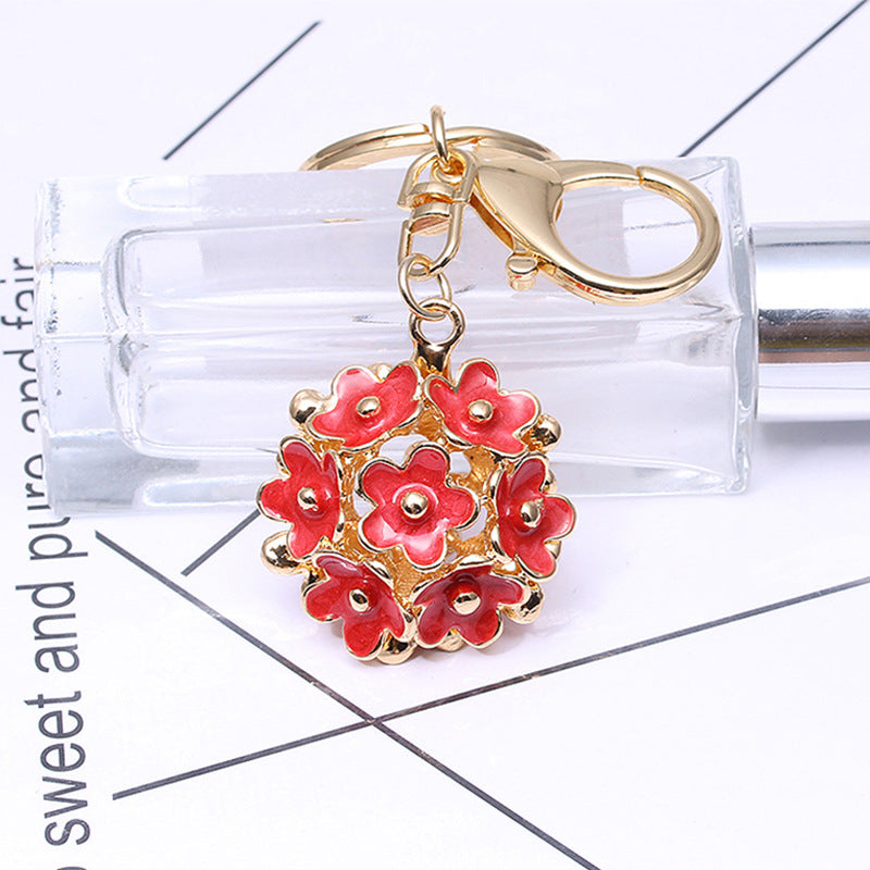 Wholesale Small Daisy Flower Ball Metal Keychain