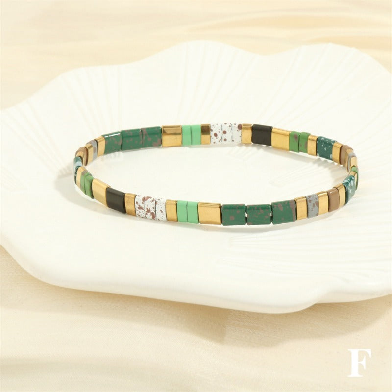 Wholesale Fashion Retro Pull-On Simple Bohemian Hand-woven Elastic Beaded Bracelet