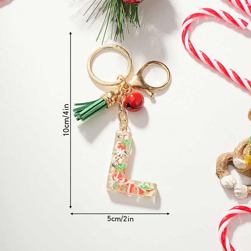 Wholesale Cartoon Christmas Pattern Letter Acrylic Keychain