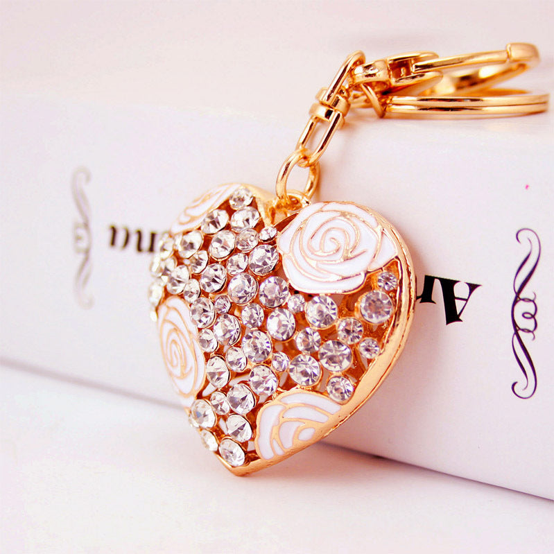Wholesale Valentine's Day Creative Crystal Rose Alloy Keychain