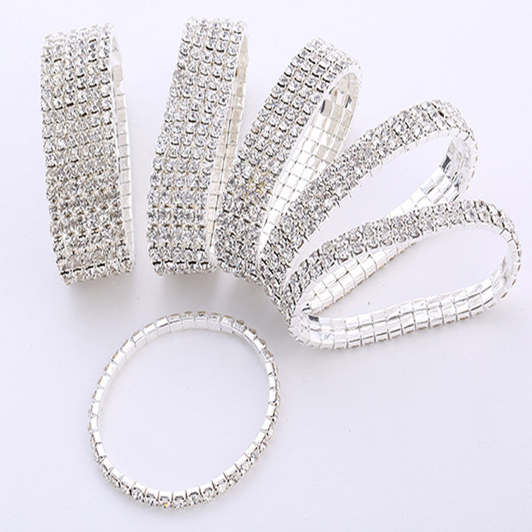 Wholesale Shiny Crystal Stretch Single Row Multi Row Bracelet