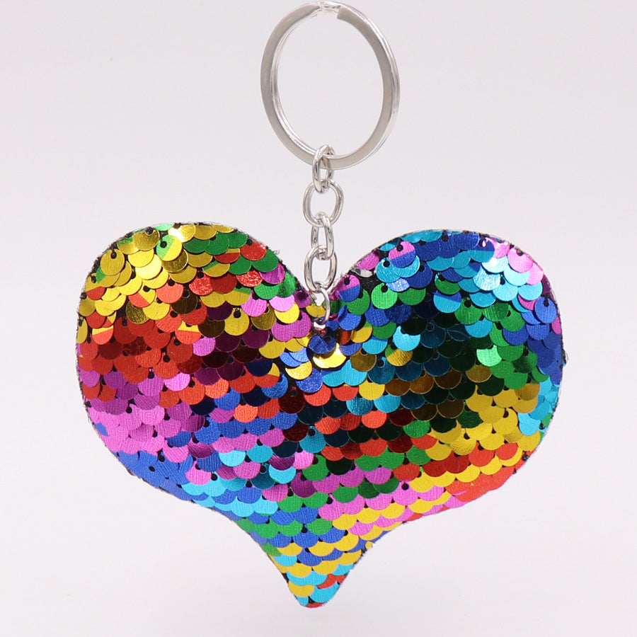 Wholesale Double Sided Reflective Sequin Love Keychain