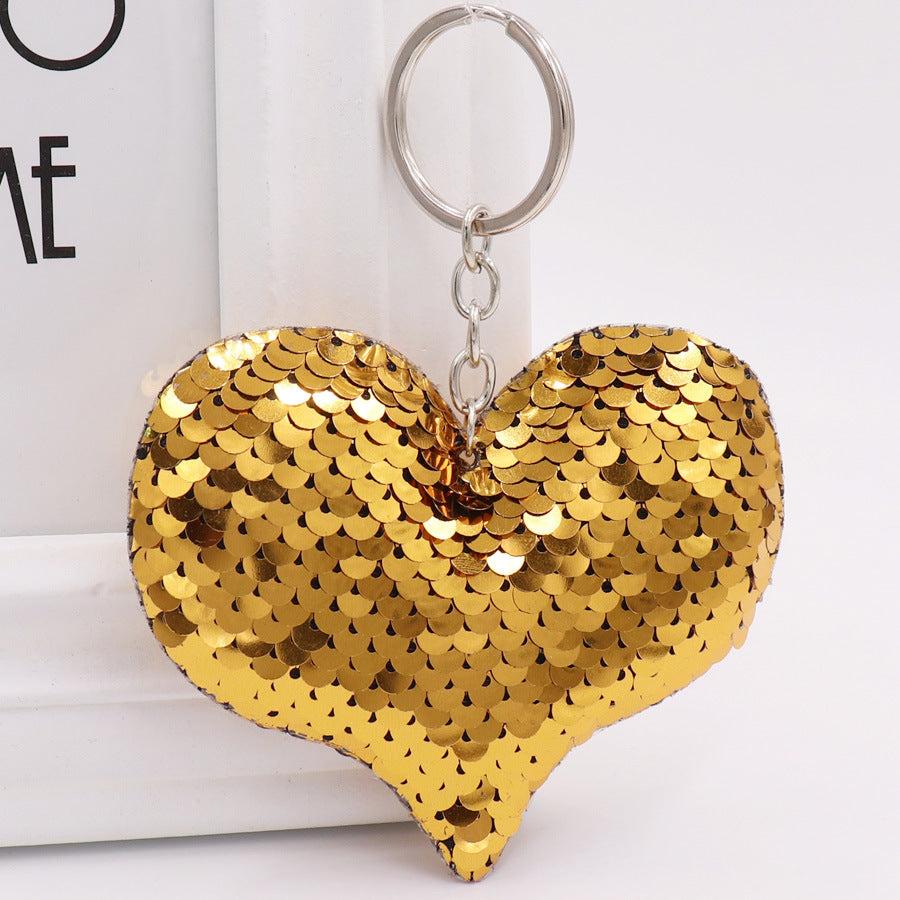 Wholesale Double Sided Reflective Sequin Love Keychain