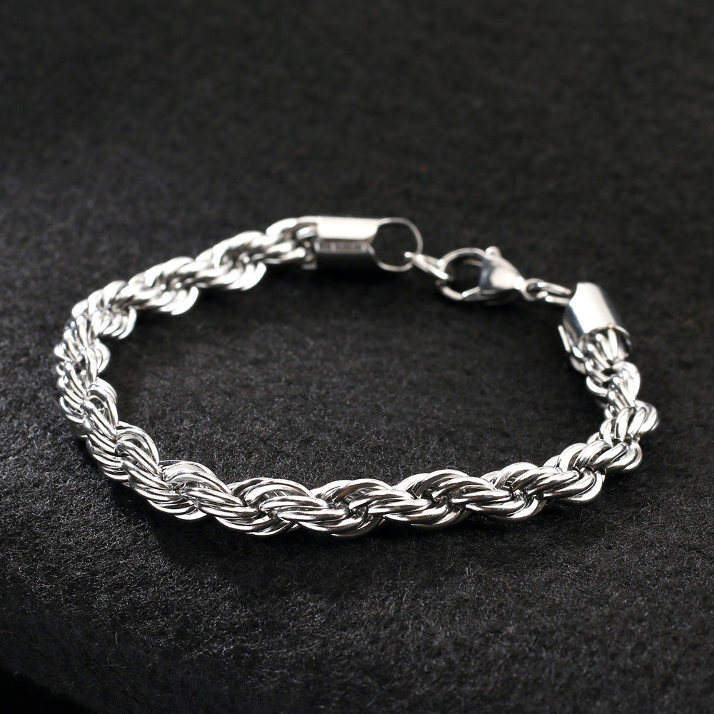 Wholesale Fried Dough Twists Hip Hop Stainless Steel Bracelet