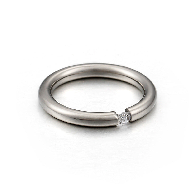 Wholesale Titanium Steel Gold-plated Zirconium Diamond Ring Personality Ring