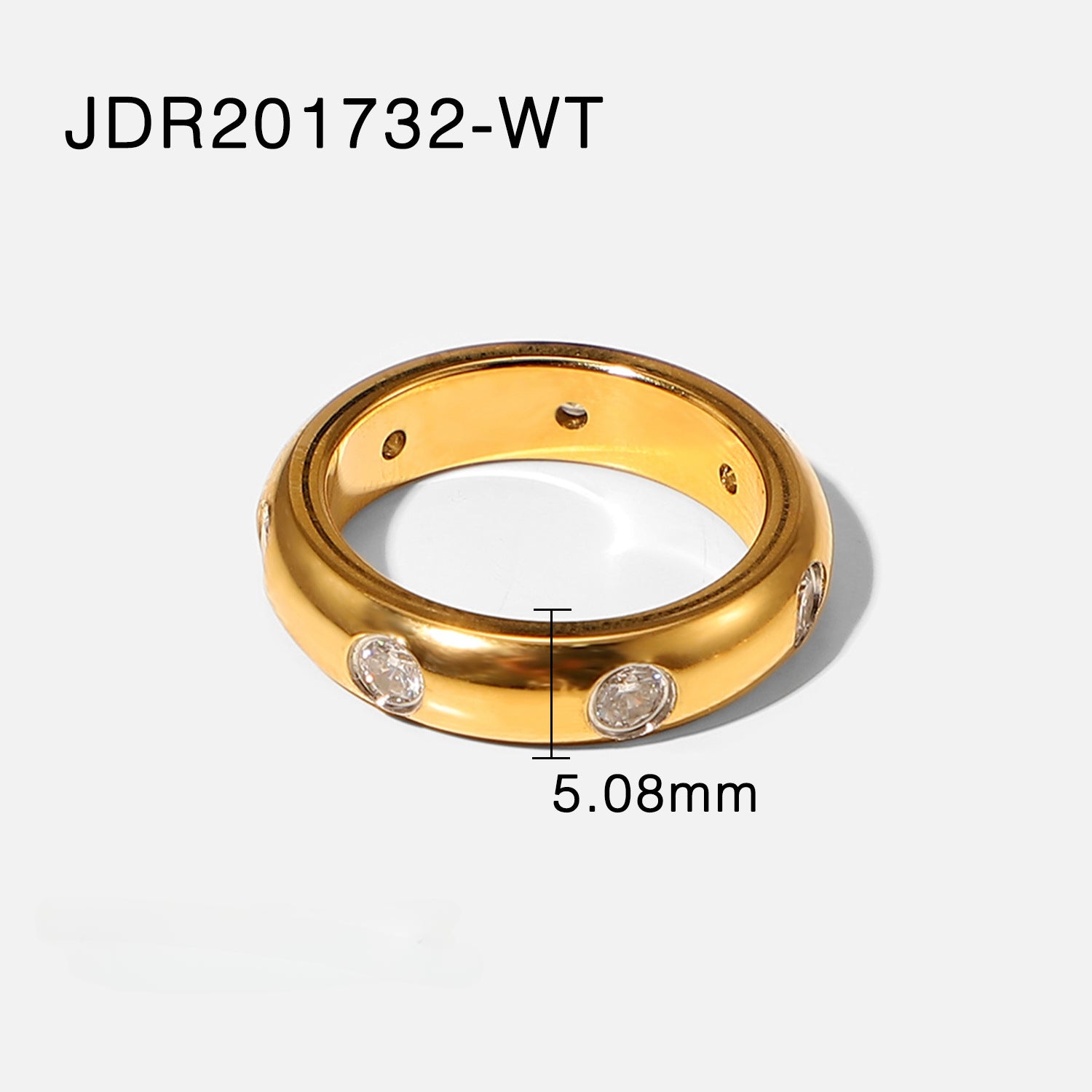 Wholesale 18K Gold Stainless Steel Retro Micro Set Green/pink/white Zircon Ring