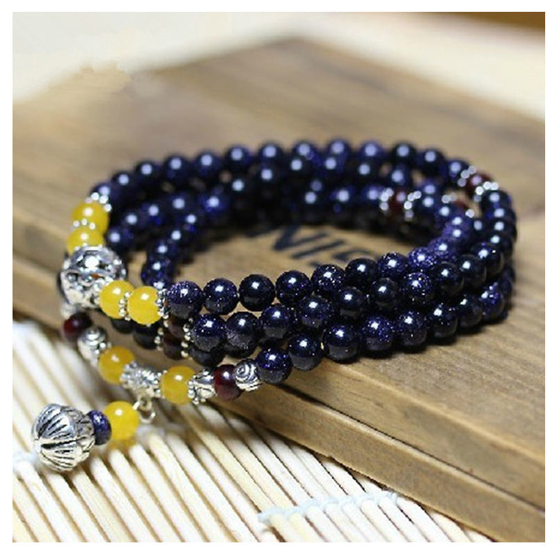 Wholesale Women's Blue Sandstone Beads Bracelet