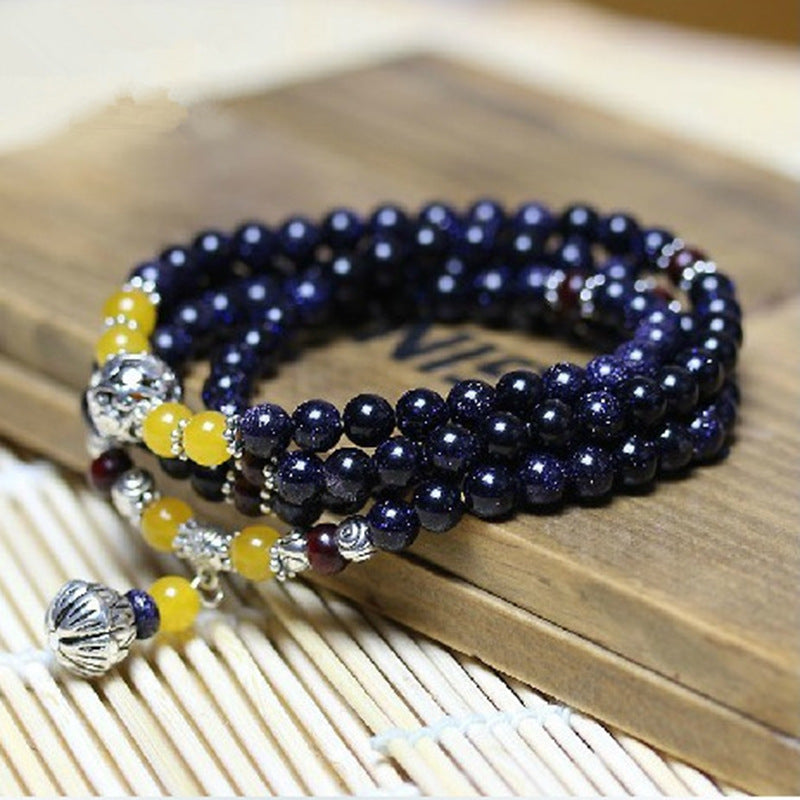 Wholesale Women's Blue Sandstone Beads Bracelet