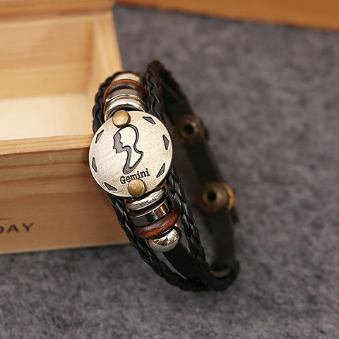 Brazalete de hebilla de aleación de cuero genuino de cuerda trenzada al por mayor