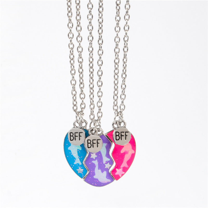 Wholesale Children's Dolphin Magnetic Stitching Love Alloy Necklace