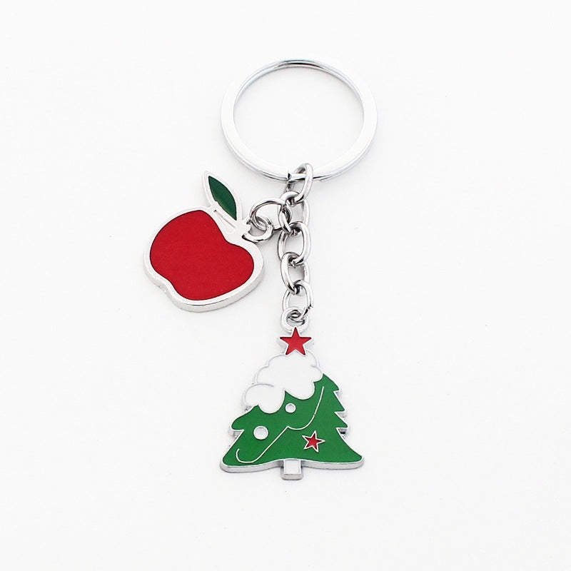 Wholesale Christmas Santa Claus Christmas Hat Drop Oil Zinc Alloy Keychain