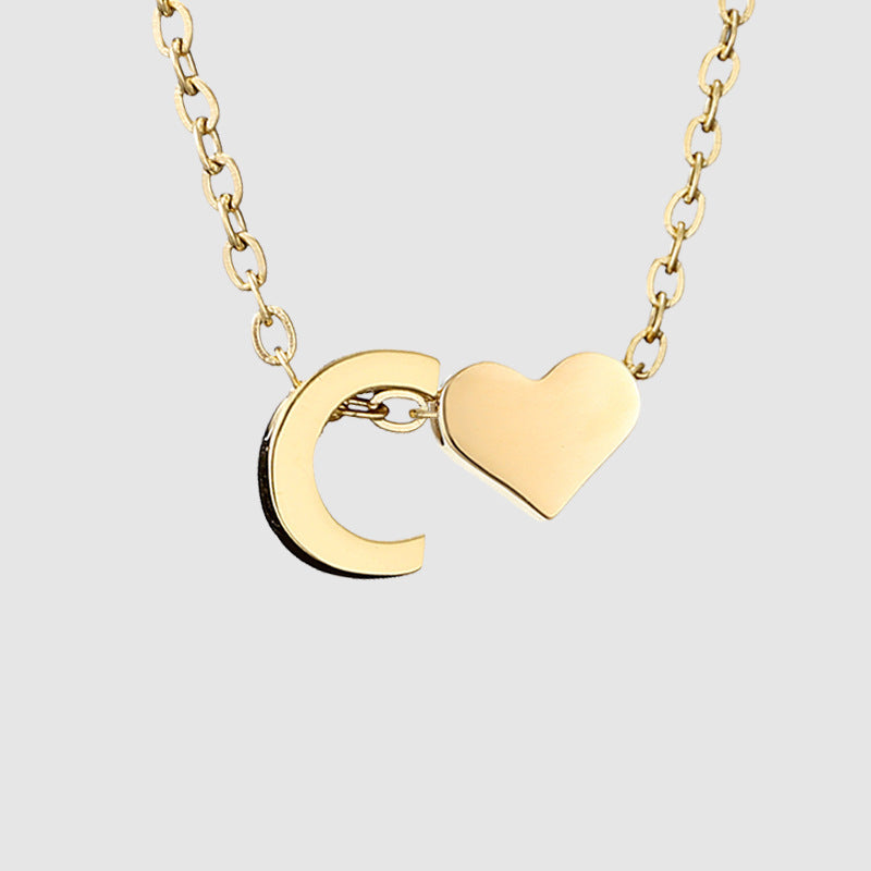 Wholesale Heart Letter Pendant Gold Plated Necklaces