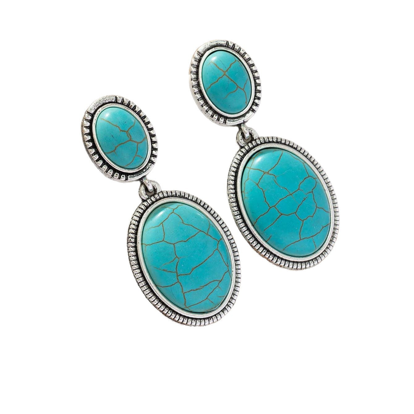 Wholesale Exaggerated Bohemian Turquoise Drop Earrings