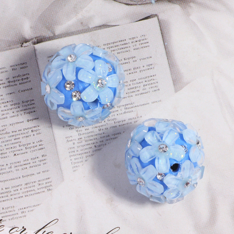 Wholesale 5pcs/pack DIY small  flower ball polymer clay straight hole beads