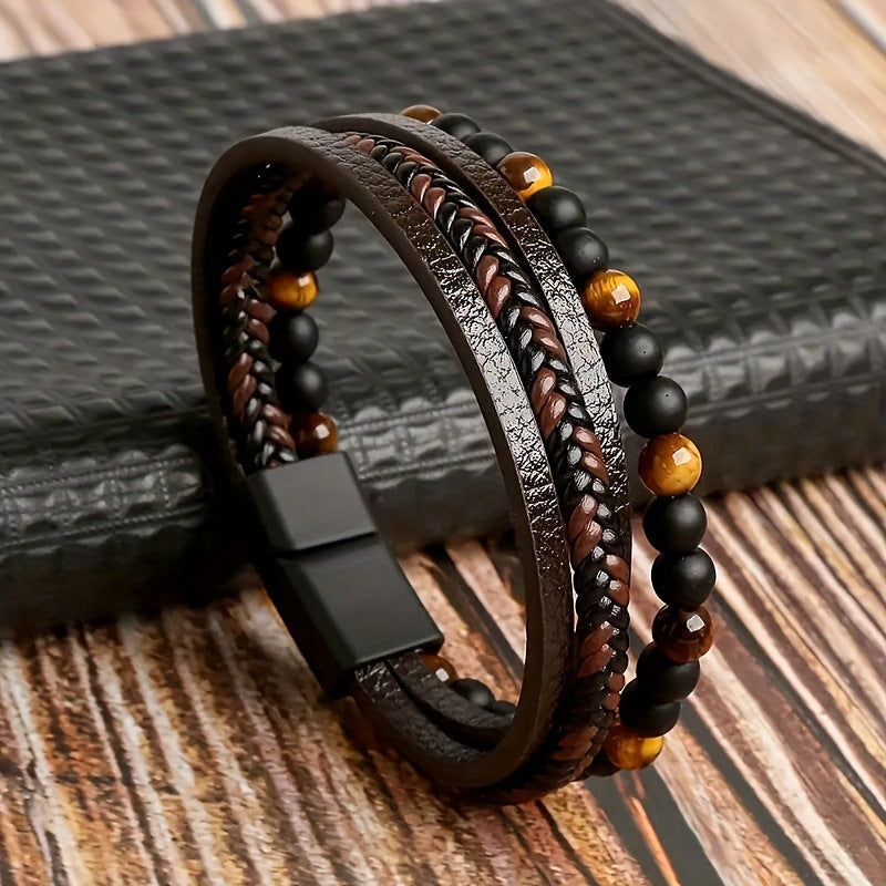 Wholesale Layered Hand-Woven Leather Beaded Bracelet