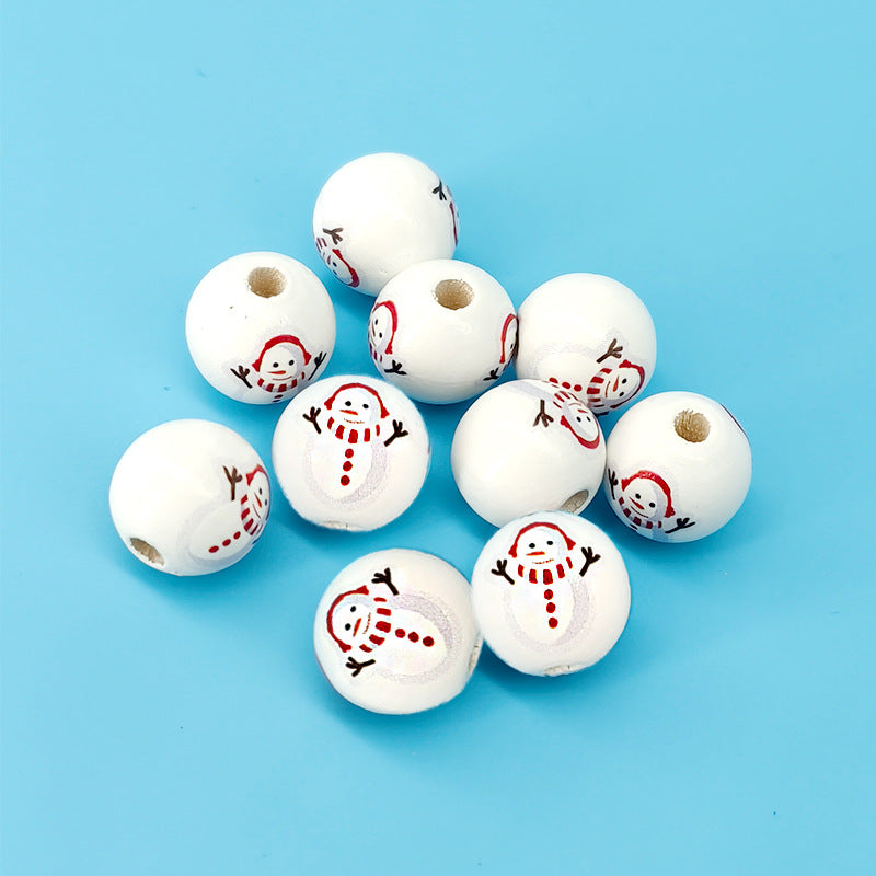Wholesale 10PCS Christmas Decoration Wooden Beads DIY Children’s Round Beads