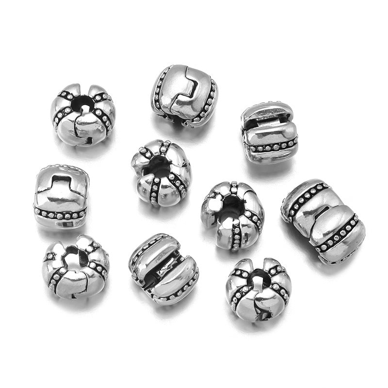 Pulsera de plata de 10 piezas de 10 piezas al por mayor Posicionamiento sin deslizamiento Clip Beads de hebilla