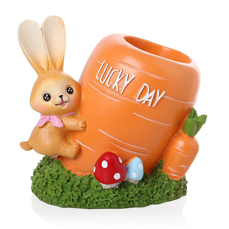 Wholesale Rabbit Carrot Resin Ornament Pen Holders