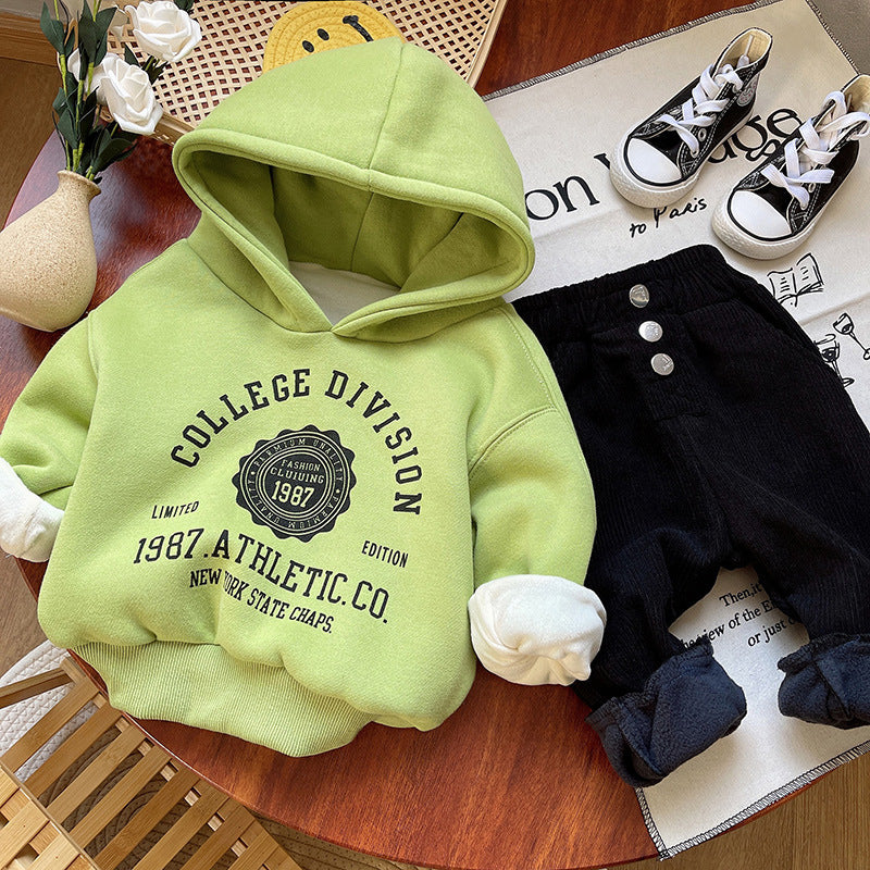 Wholesale Cotton Children's Autumn and Winter Clothing with Plush Hoodies