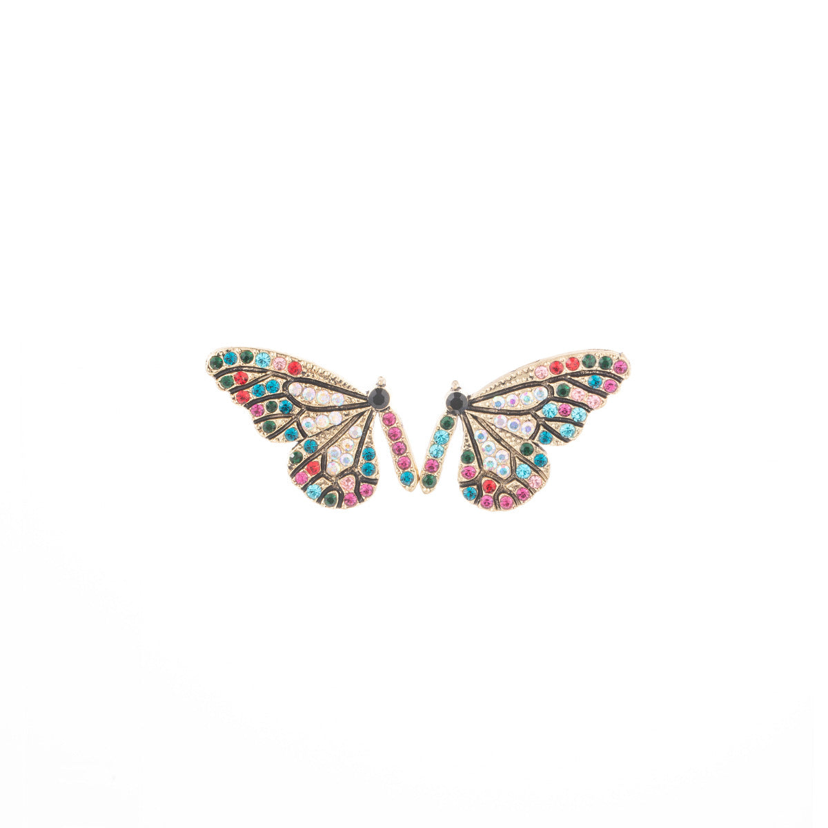 Wholesale Silver Needle French Color Diamond Butterfly Vintage Earrings