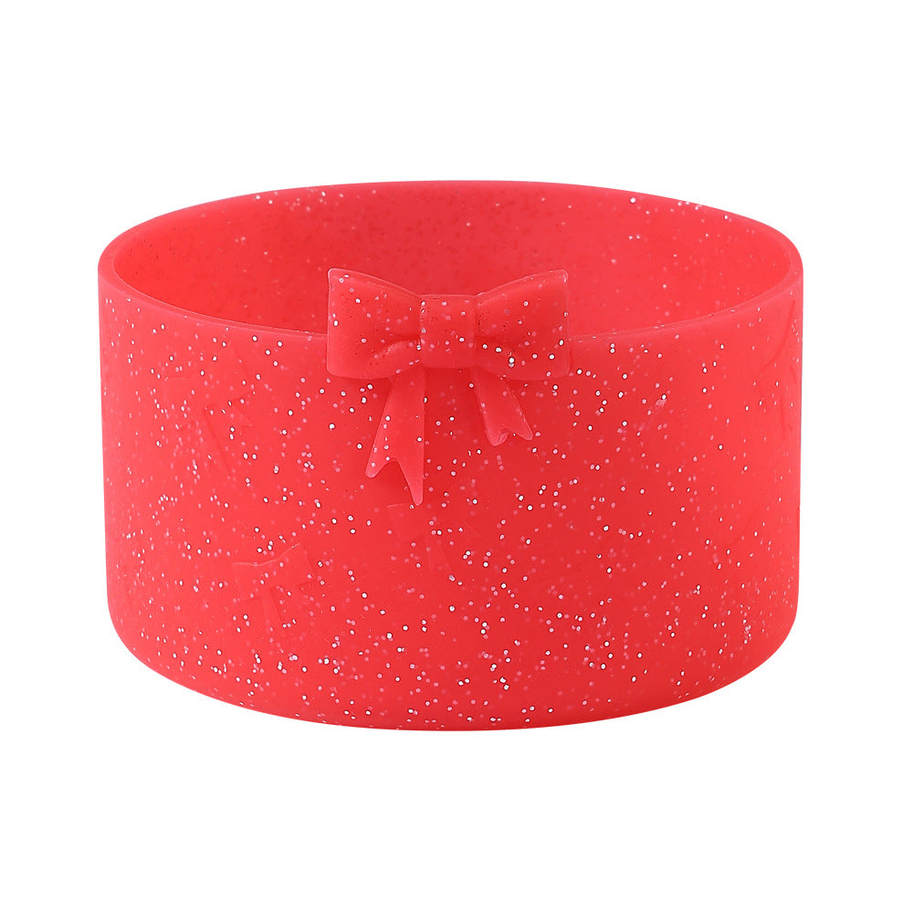 Wholesale new silicone cup cover non-slip cup cover three-dimensional bow 7.5CM ice bully cup universal base