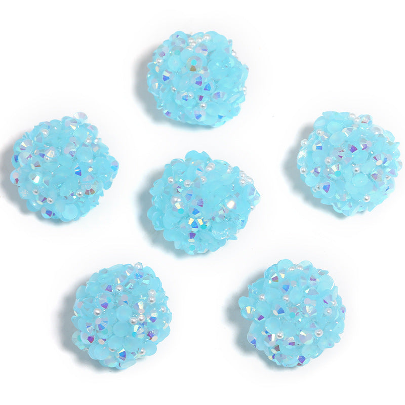 Wholesale 10PCS Colored Rhinestone Pearl Through Hole Acrylic Soft Sugar Beads