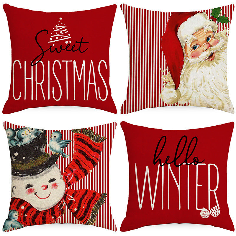 Wholesale Christmas Linen Throw Pillow Cases