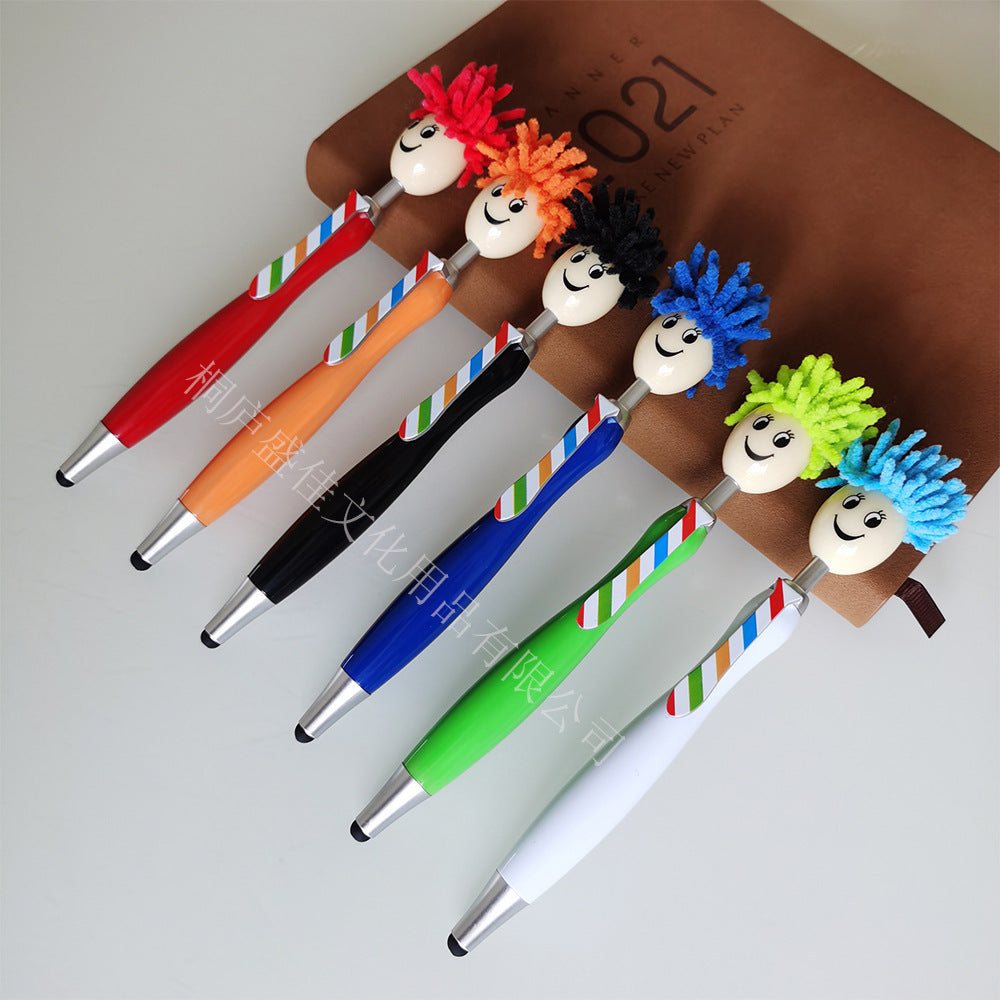 Wholesale Cartoon Plush Doll Mops, Smiling Face, Three in One Touch Ballpoint Pen