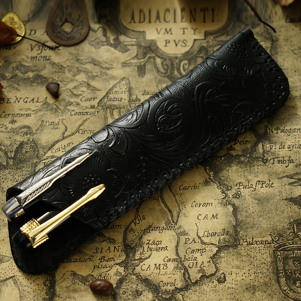Wholesale Vintage handmade top layer cowhide leather pen case